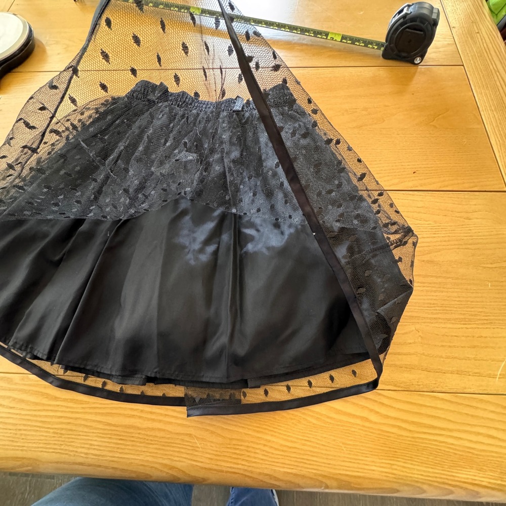 Vintage You Babes Skirt Womens Medium Black Mesh Polka Dot Tulle Goth Indie - Picture 6 of 10